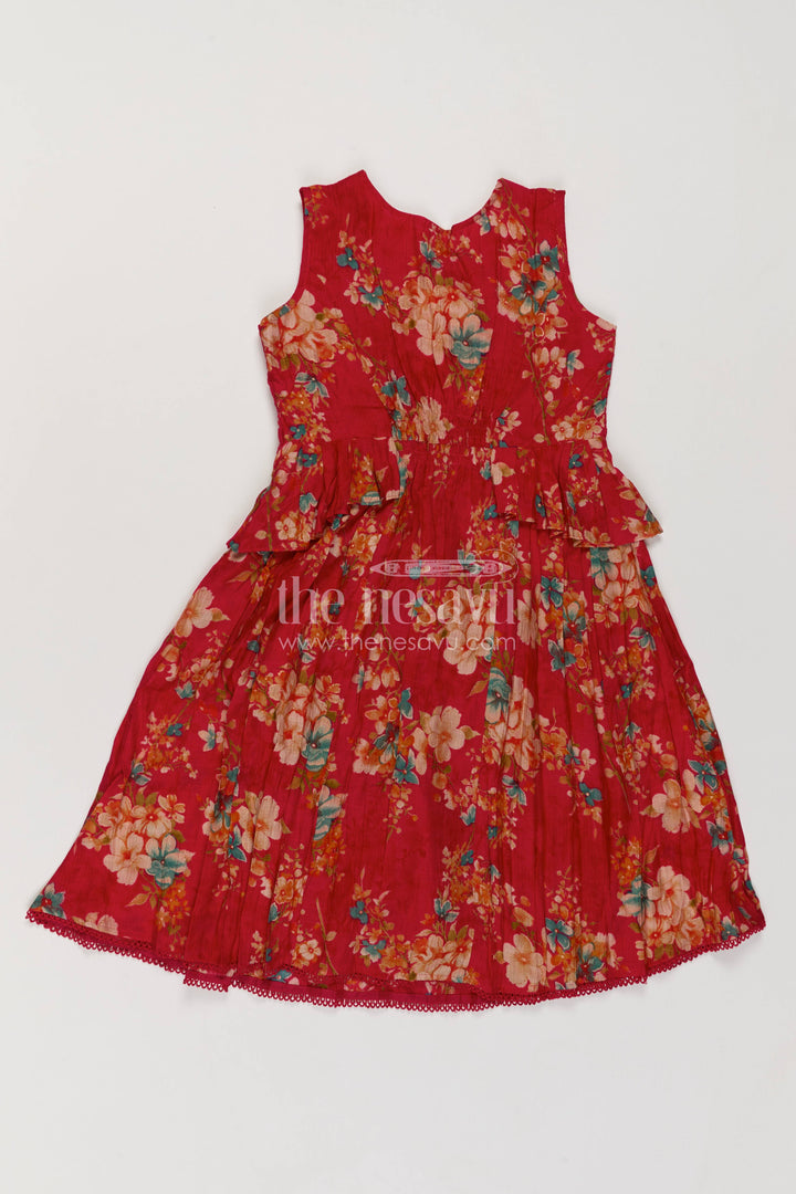 Girls Frock Dress in Red for Celebrations and Photos