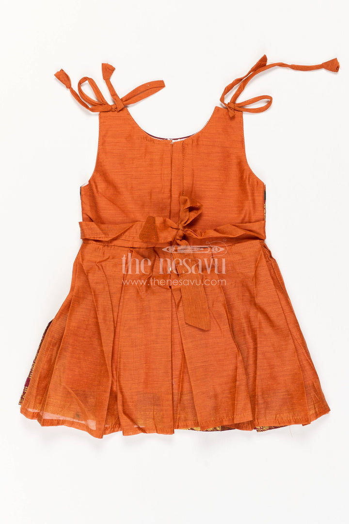 Girls Cotton Frock in Orange with Statement Border