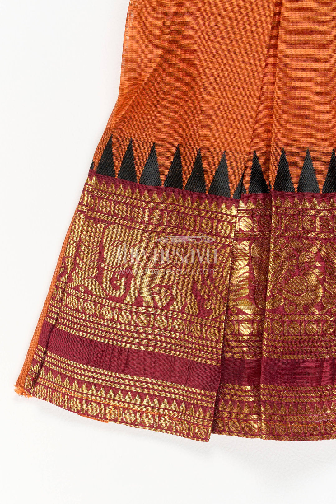 Girls Cotton Frock in Orange with Statement Border