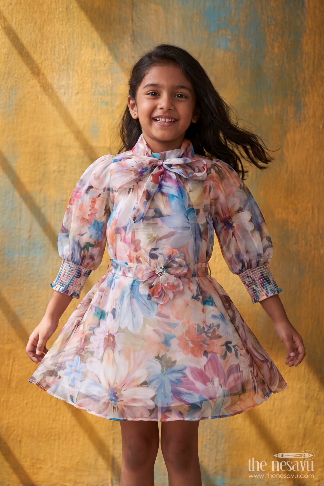 Girls Fancy Frock with Digital Print for Family Functions