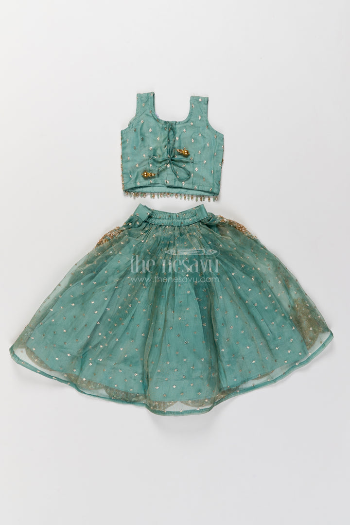 Fancy Lehenga for Girls in Turquoise with an Occasion Ready Finish