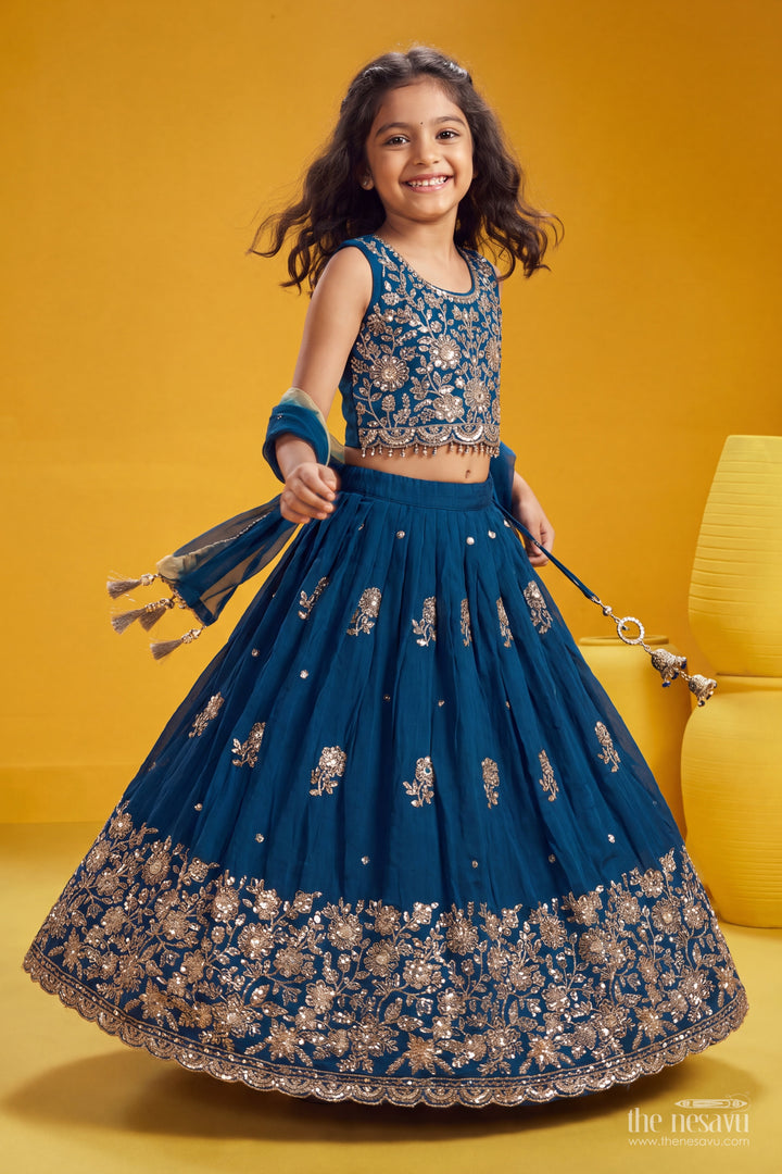 Fancy Lehenga for Girls in Blue for Family Celebrations