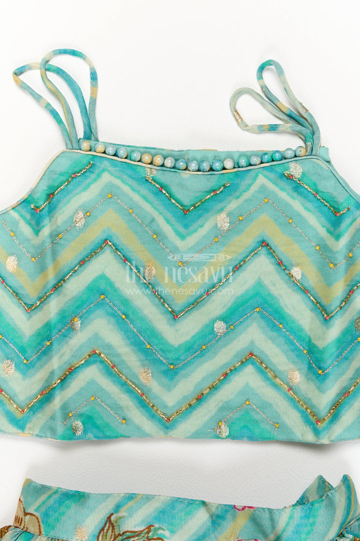 Kids Chaniya Choli in Turquoise for Celebrations and Photos