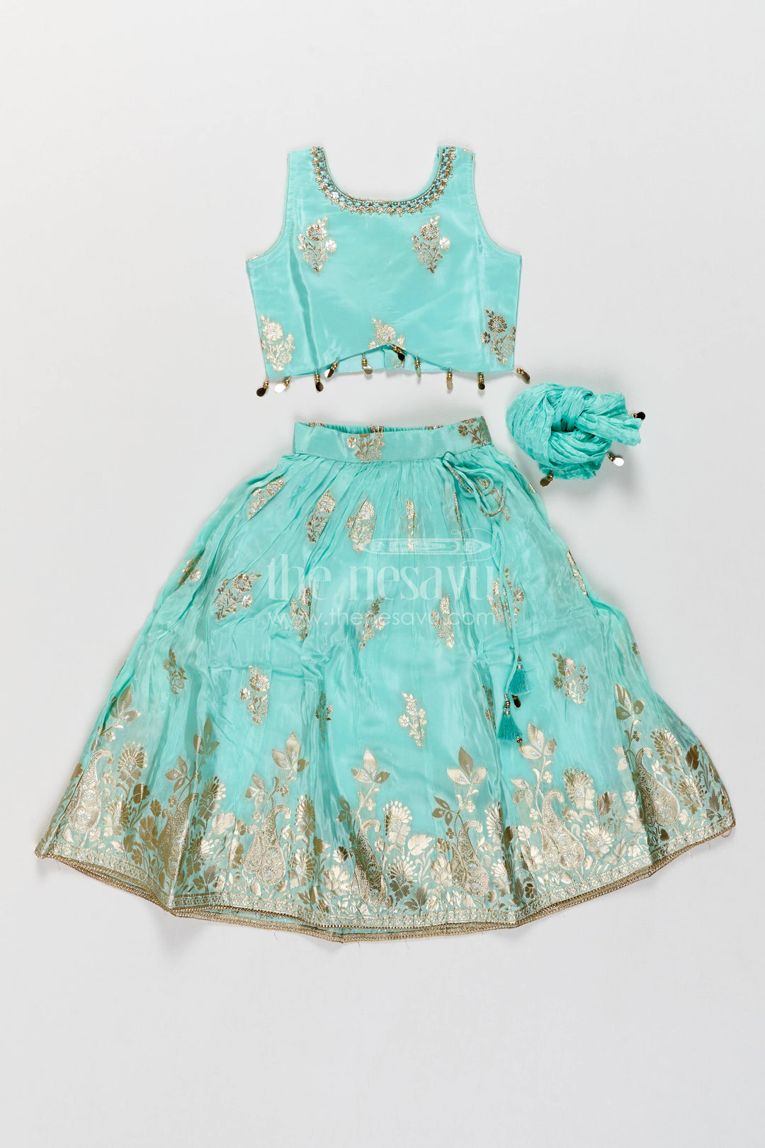 Kids Chaniya Choli with Jacquard Weave for Weddings and Parties