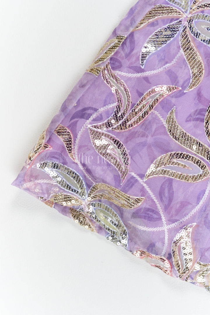 Girls Georgette Lehenga Choli in Lavender with Leafy Sequin