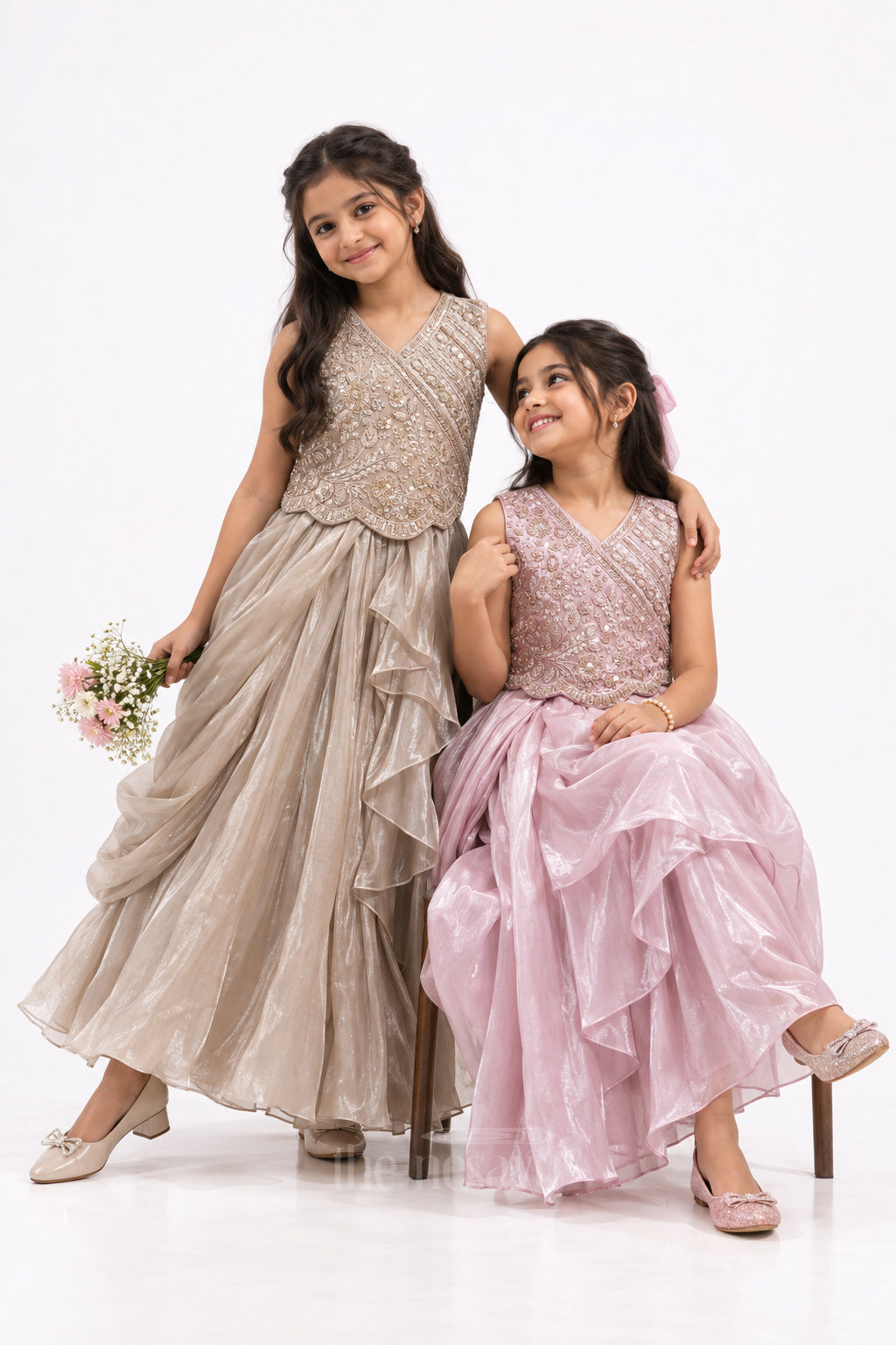 Kids Lehenga Set with Thread Embroidery for Weddings and Parties