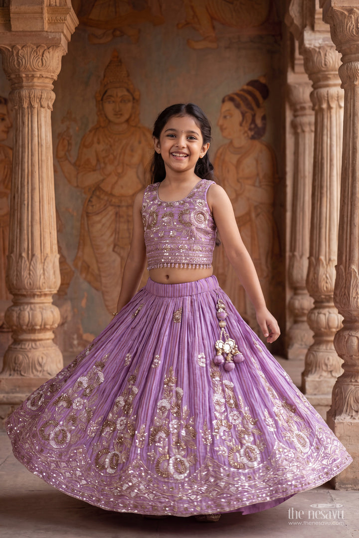 Fancy Lehenga for Girls in Purple for Family Celebrations