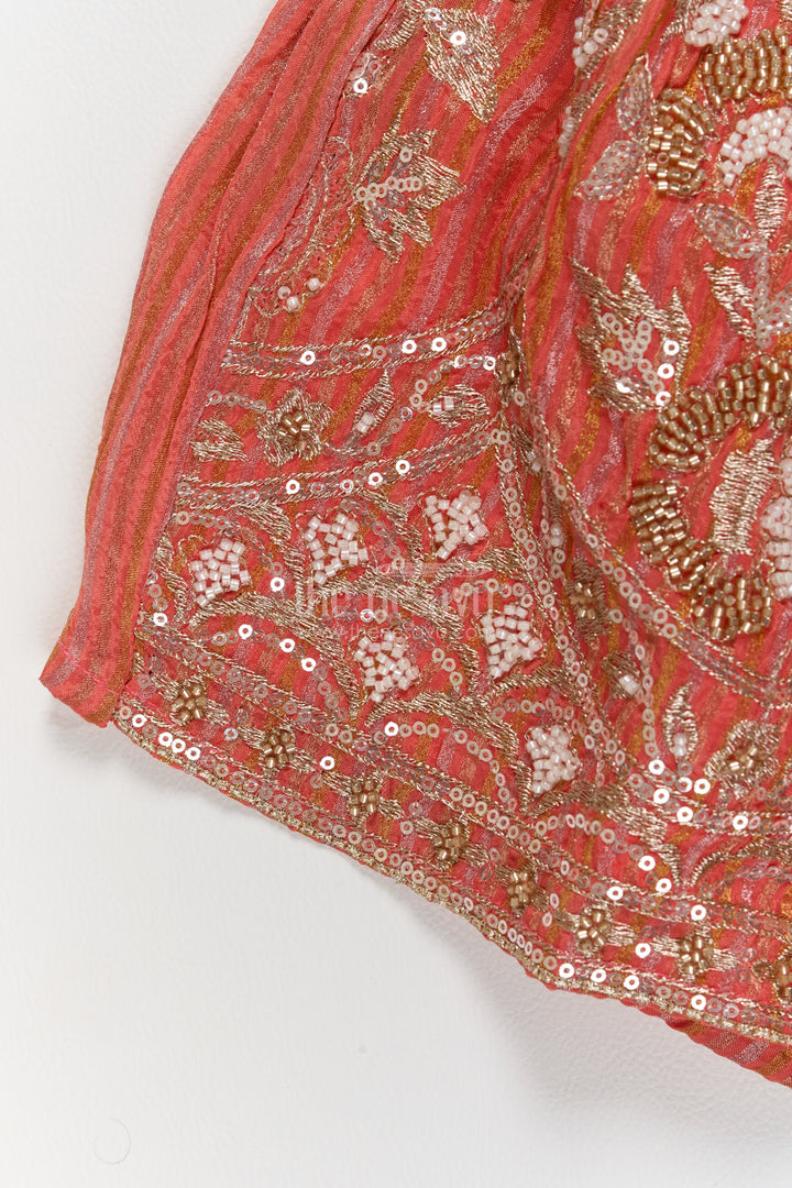 Kids Lehenga Set in Peach for Celebrations and Photos