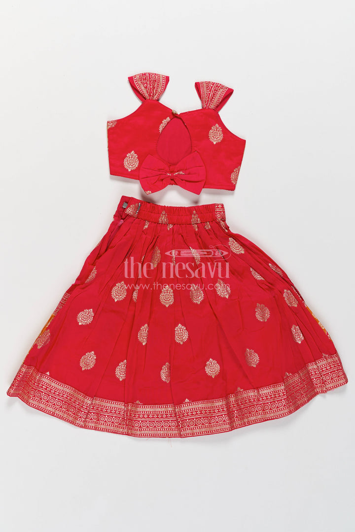 Kids Festive Lehenga with Jacquard Weave for Weddings and Parties