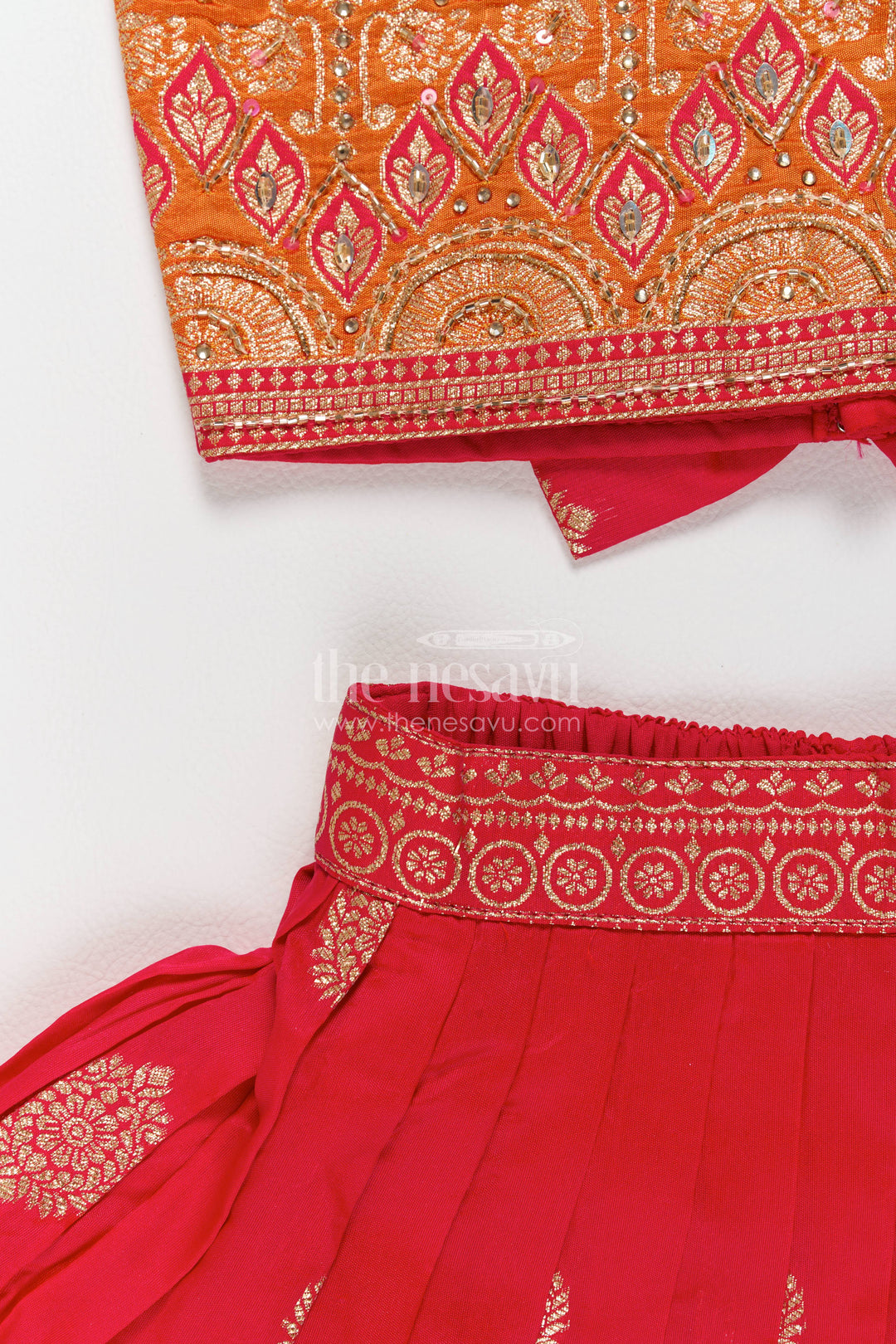 Kids Festive Lehenga with Jacquard Weave for Weddings and Parties