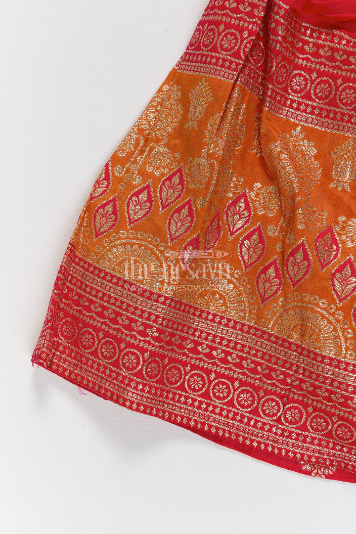 Kids Festive Lehenga with Jacquard Weave for Weddings and Parties