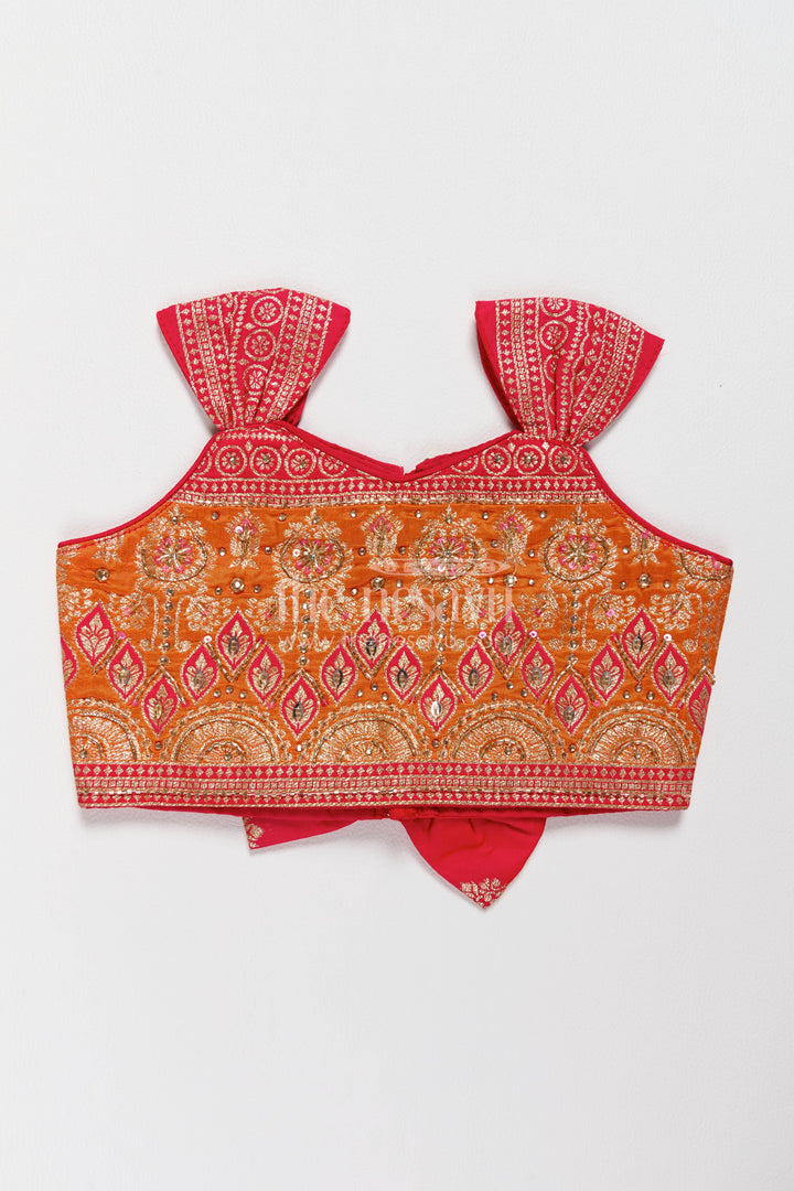 Kids Festive Lehenga with Jacquard Weave for Weddings and Parties