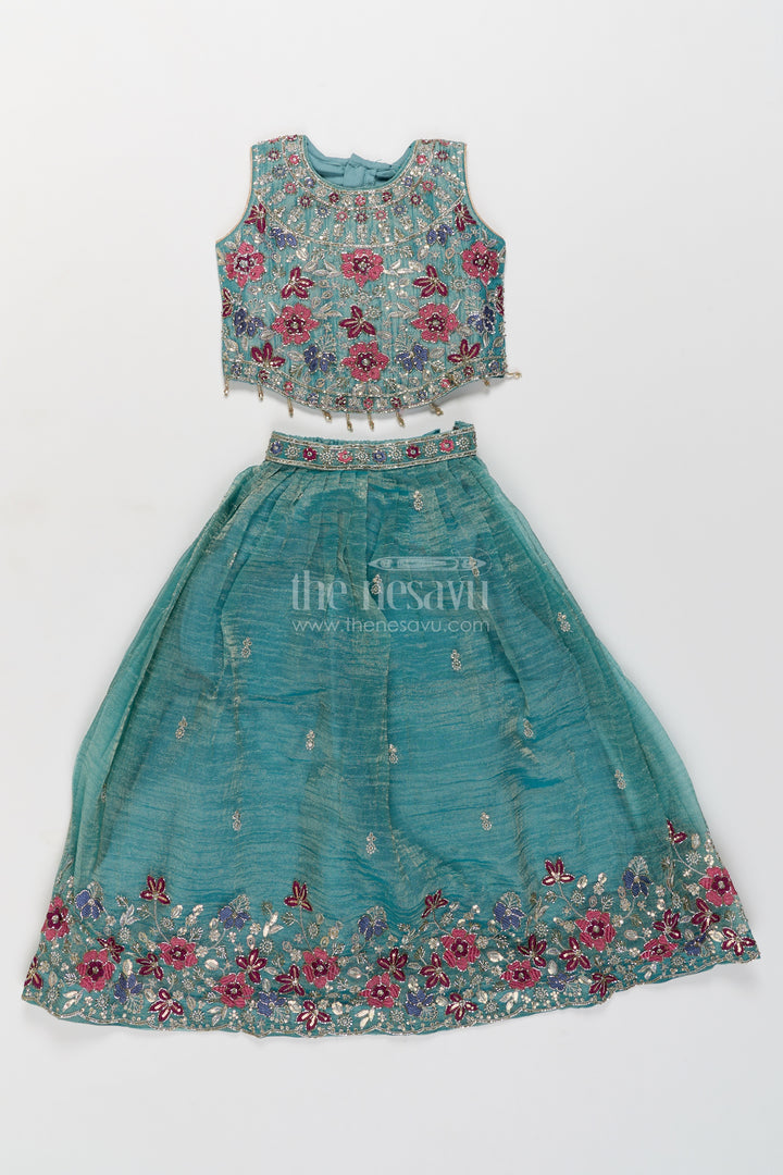 Kids Chaniya Choli in Turquoise for Festive Gatherings