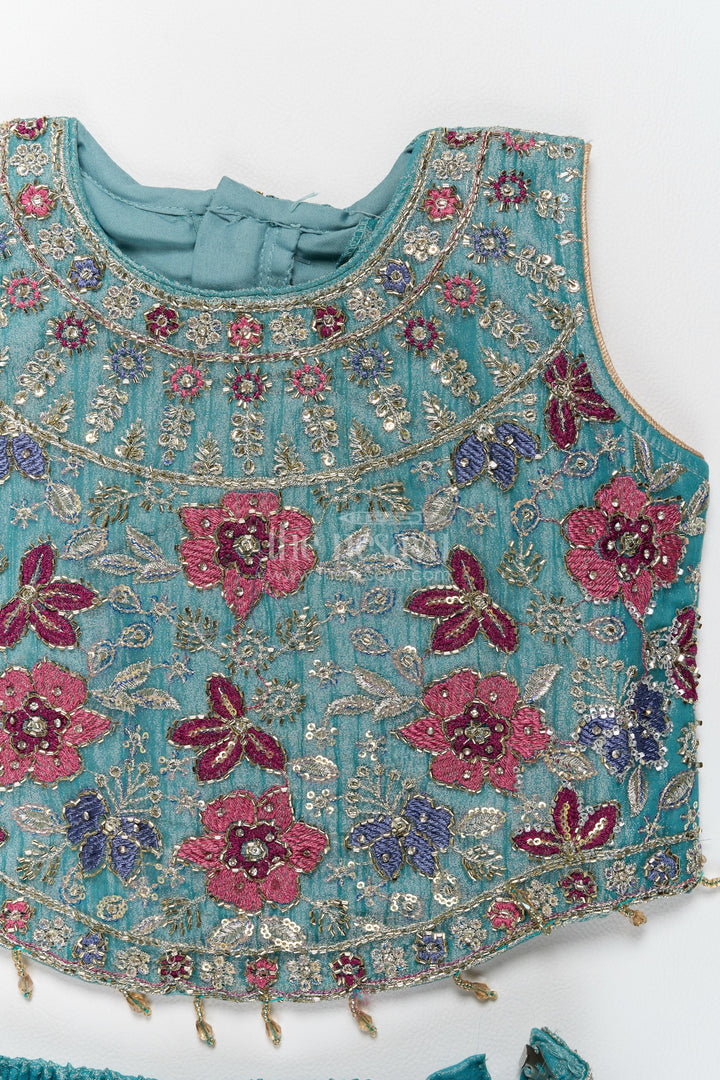 Kids Chaniya Choli in Turquoise for Festive Gatherings
