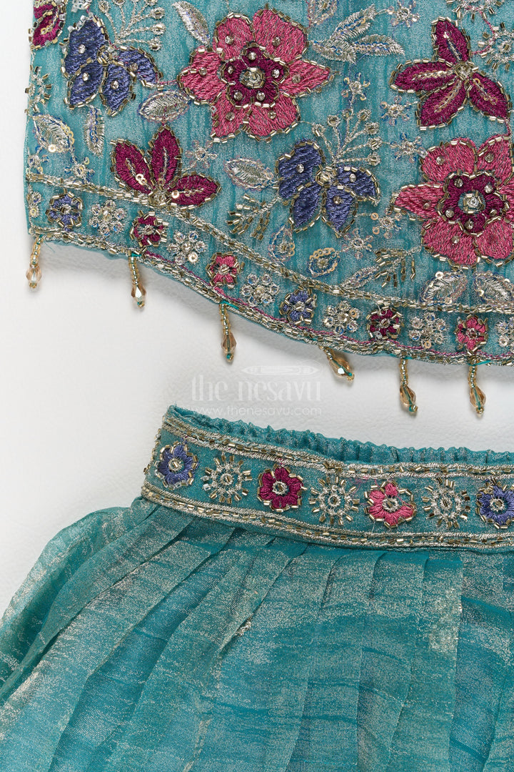 Kids Chaniya Choli in Turquoise for Festive Gatherings