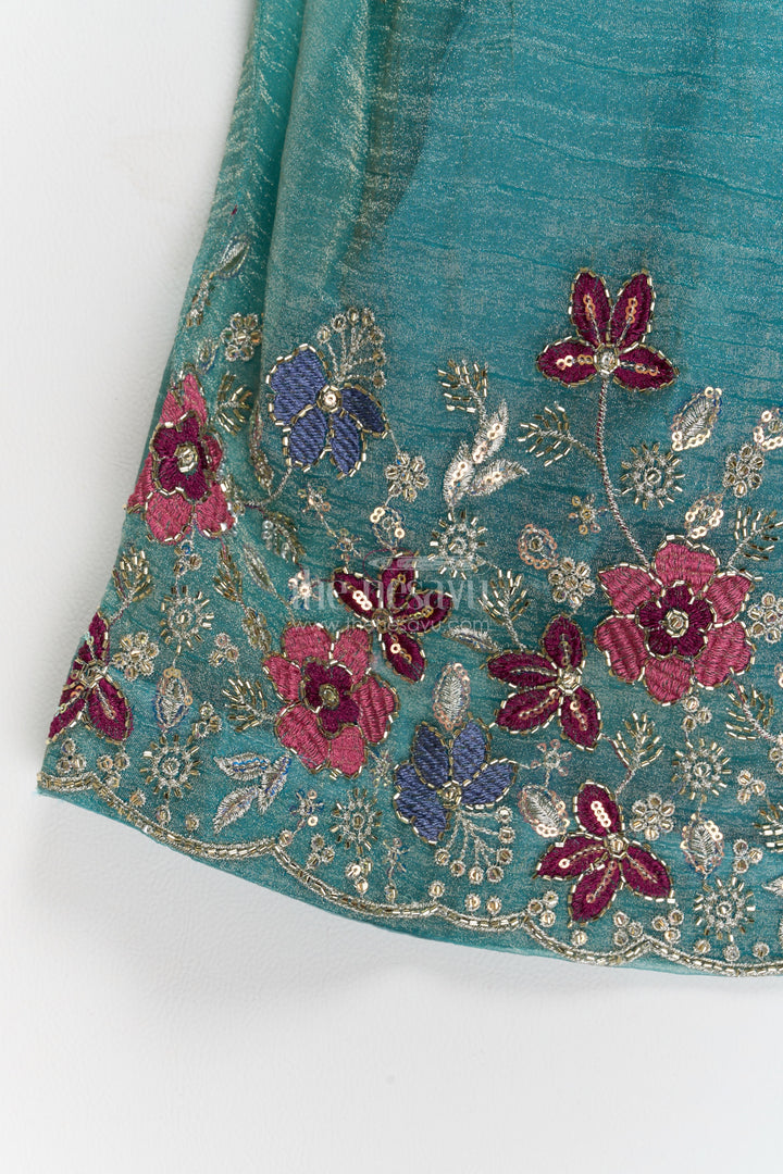 Kids Chaniya Choli in Turquoise for Festive Gatherings