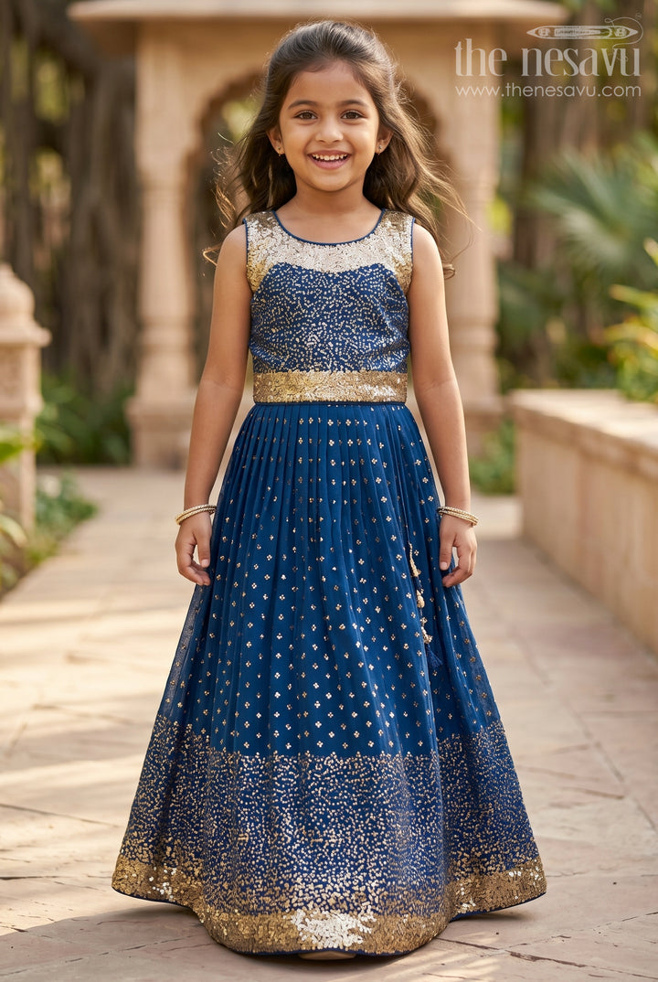 Girls Royal Blue Lehenga Choli with Sparkling Accentsfestive Couture