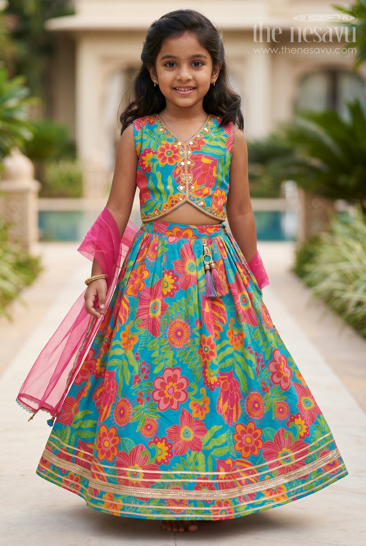 Vibrant Multicolor Floral Lehenga Choli Set for Girls