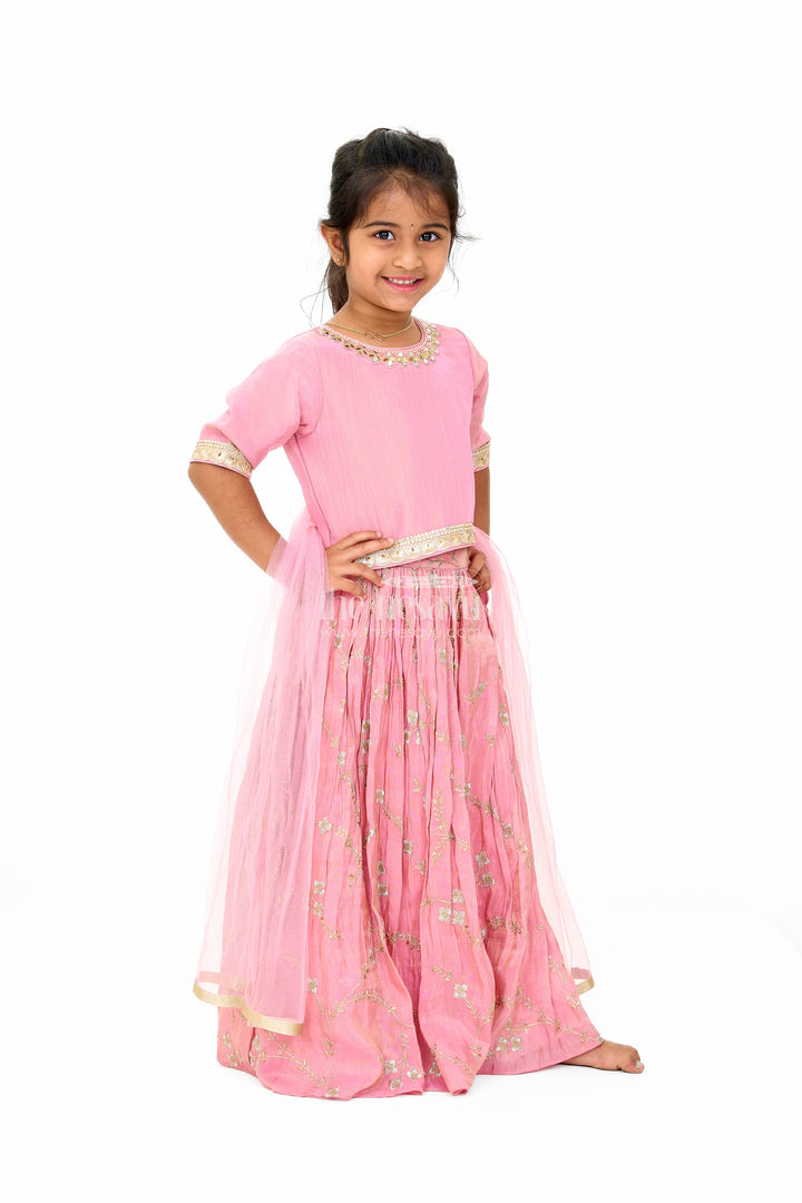 Infant Christmas Outfit in Georgette Lehenga Choli with Embellished Details