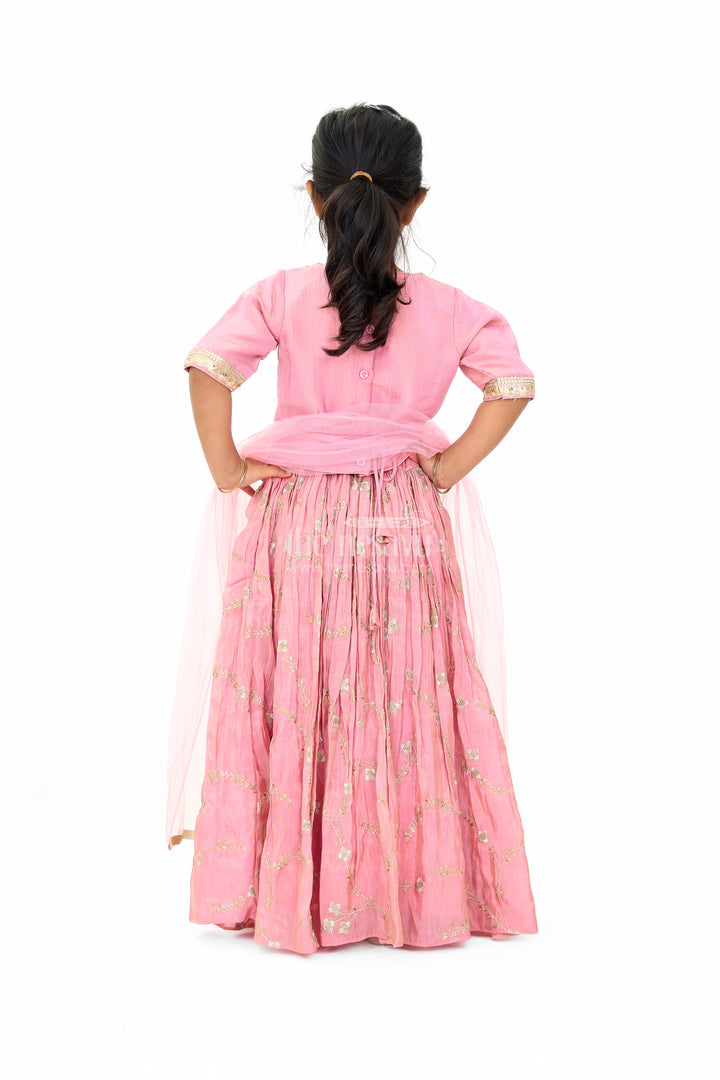 Infant Christmas Outfit in Georgette Lehenga Choli with Embellished Details