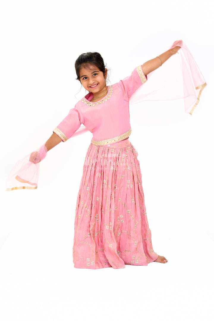 Infant Christmas Outfit in Georgette Lehenga Choli with Embellished Details