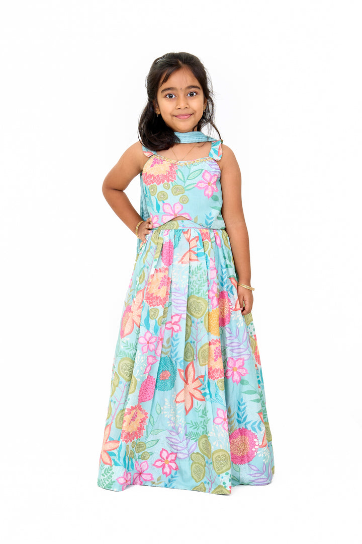 Vibrant Lehenga Design Lehenga for Girls in Floral Muslin Silk