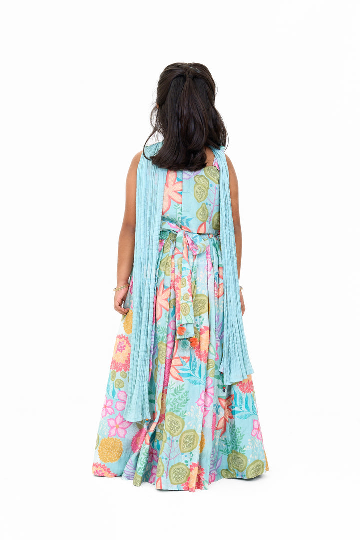 Vibrant Lehenga Design Lehenga for Girls in Floral Muslin Silk