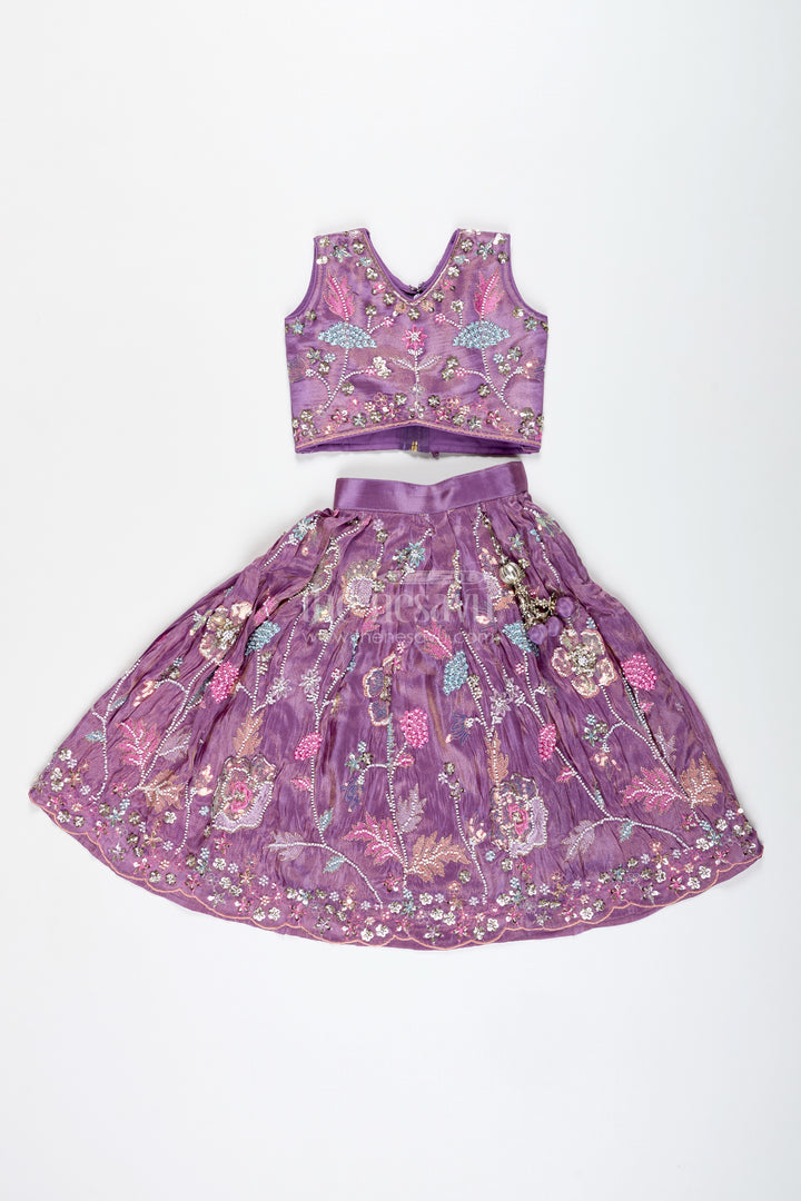 Girls Purple Lehenga Choli For Festive Functions And Family Celebrations