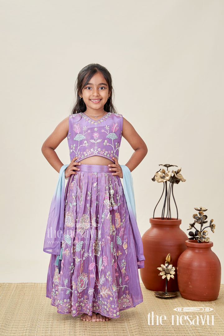 Girls Purple Lehenga Choli For Festive Functions And Family Celebrations