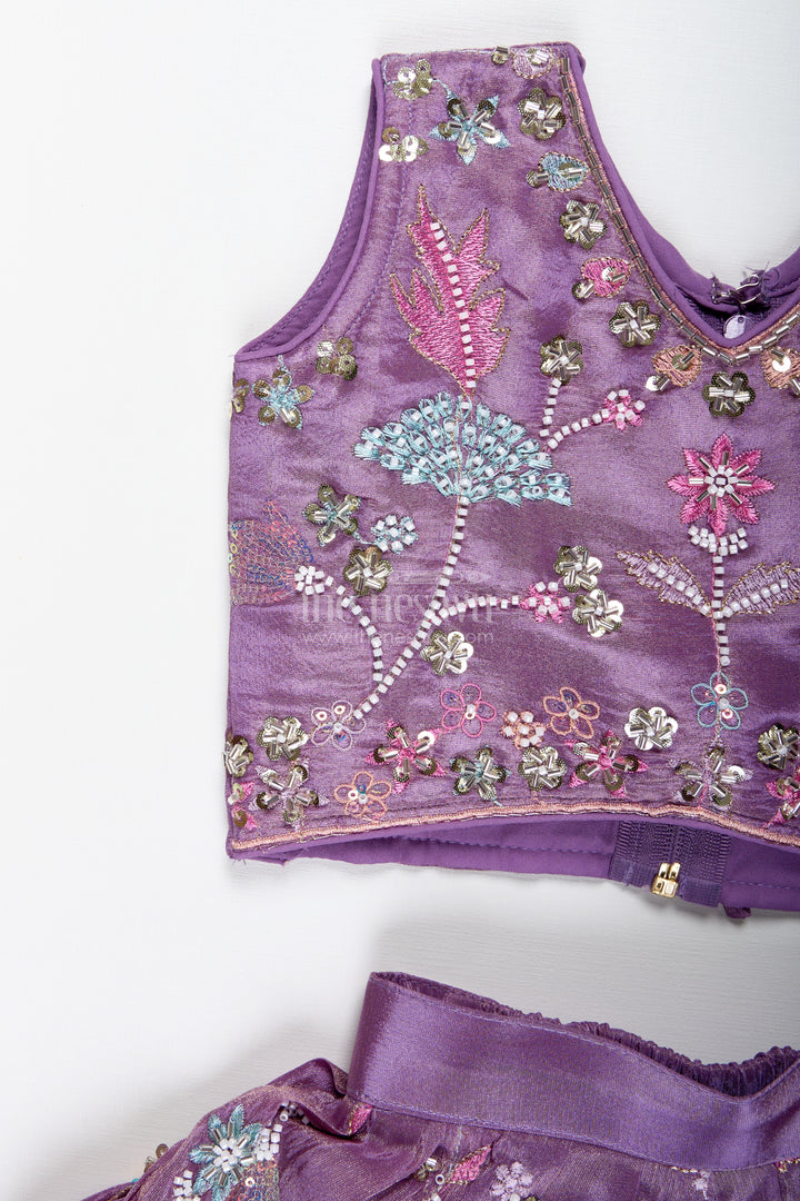 Girls Purple Lehenga Choli For Festive Functions And Family Celebrations