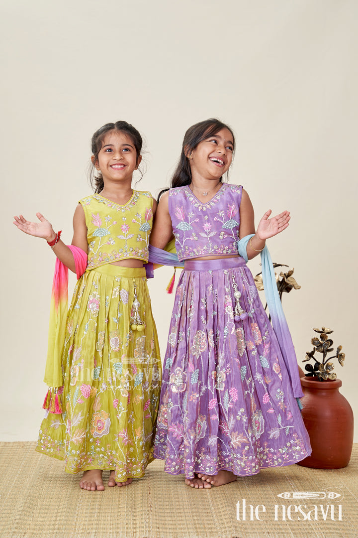 Girls Purple Lehenga Choli For Festive Functions And Family Celebrations