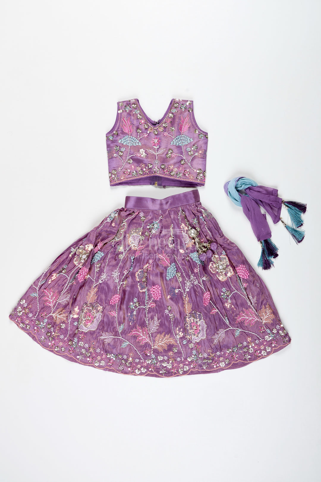 Girls Purple Lehenga Choli For Festive Functions And Family Celebrations