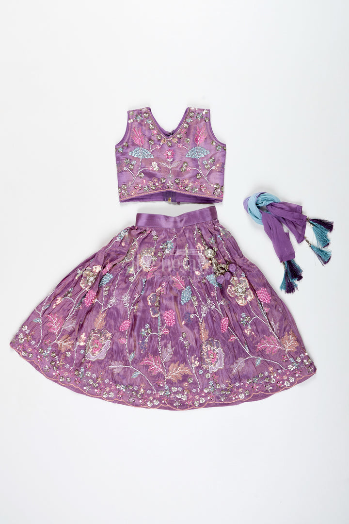 Girls Purple Lehenga Choli For Festive Functions And Family Celebrations