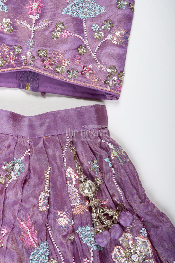 Girls Purple Lehenga Choli For Festive Functions And Family Celebrations