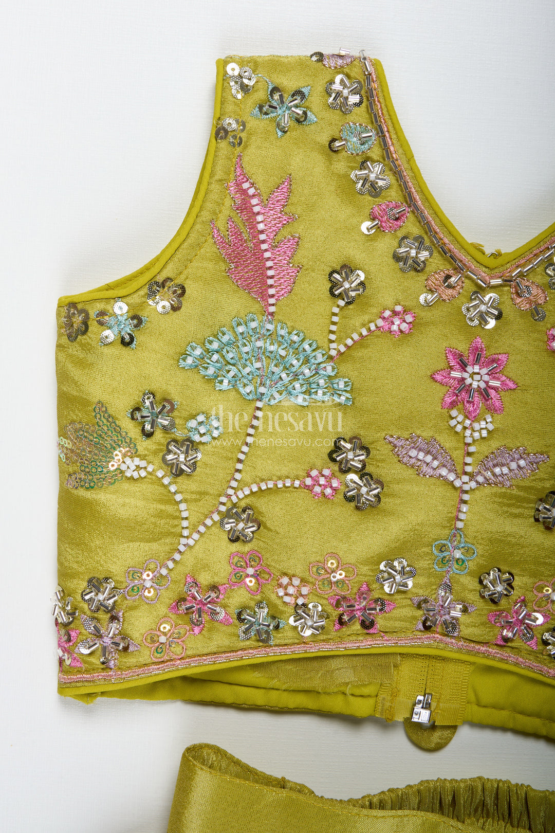 Girls Lehenga Choli For Wedding Wear Embroidered Georgette Festive Outfit For Kids
