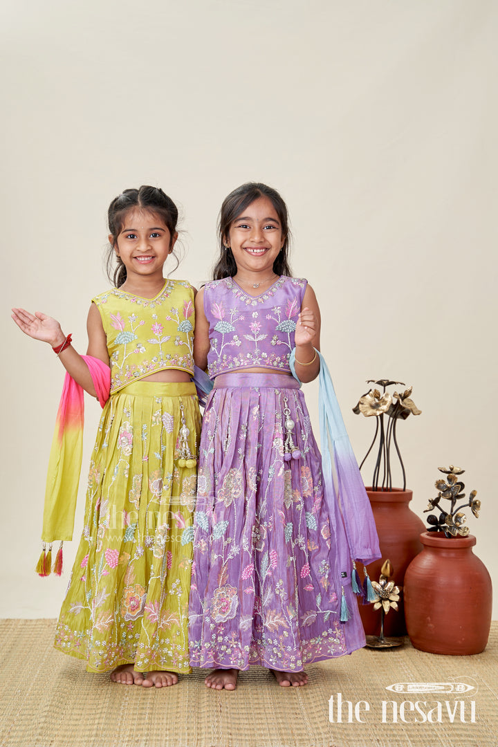 Girls Lehenga Choli For Wedding Wear Embroidered Georgette Festive Outfit For Kids