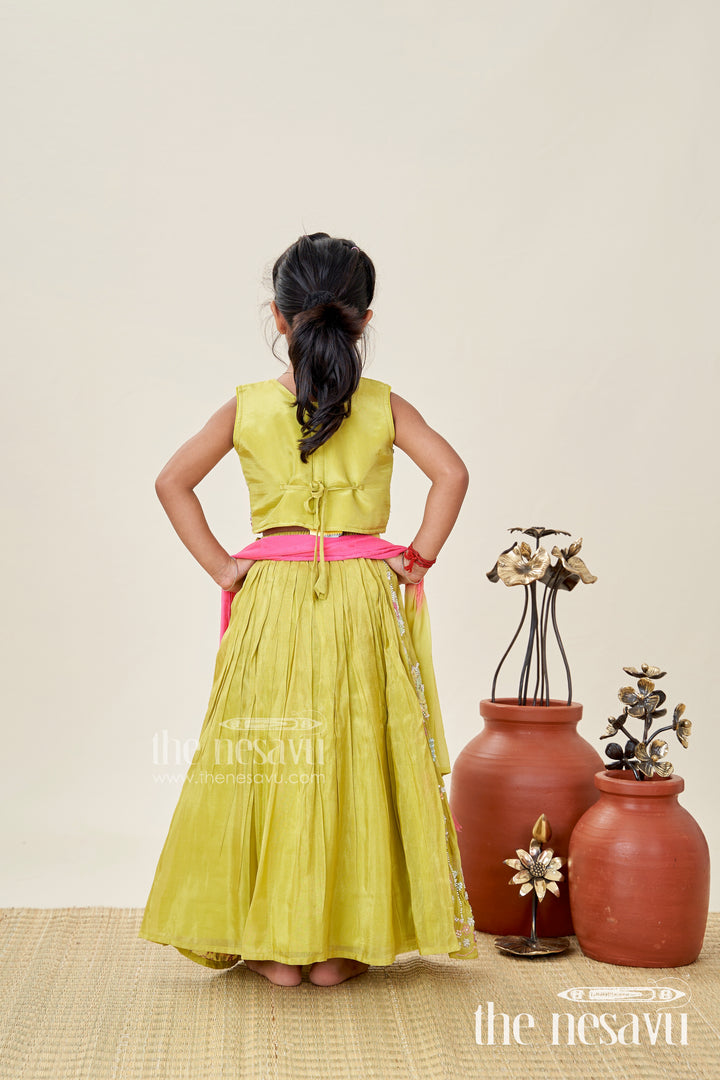 Girls Lehenga Choli For Wedding Wear Embroidered Georgette Festive Outfit For Kids
