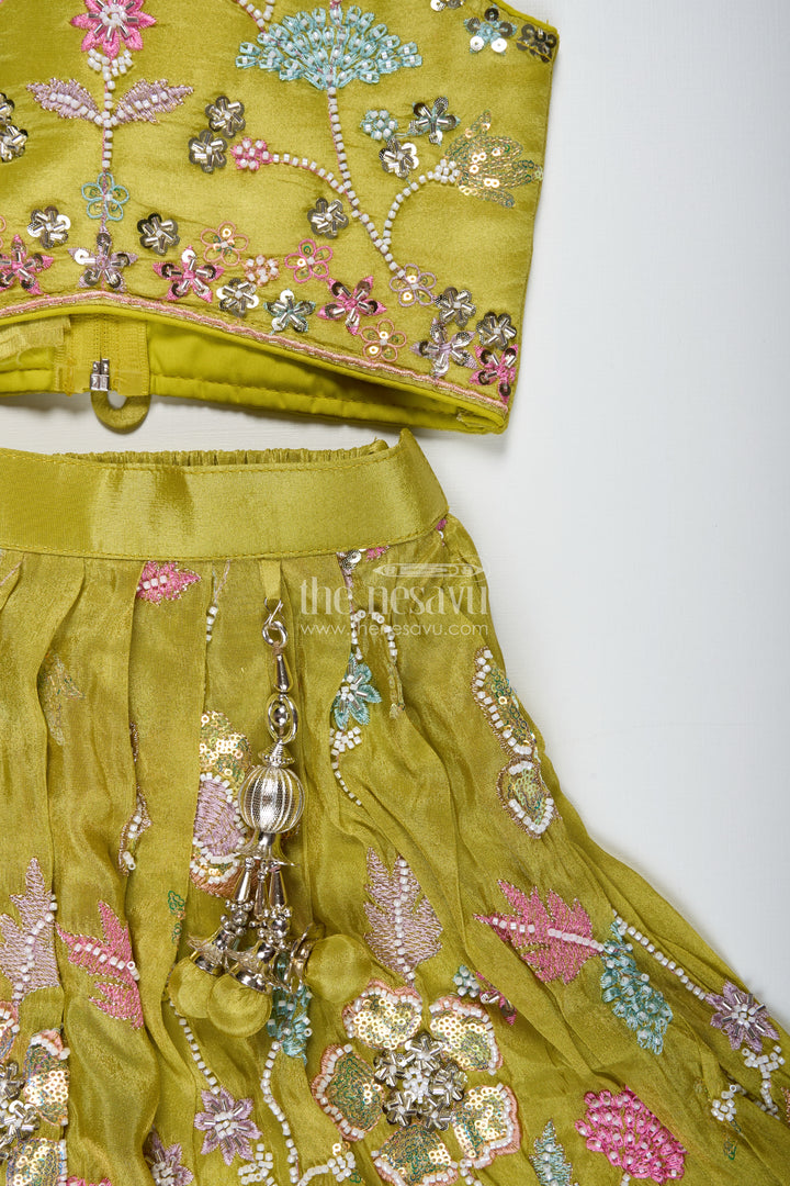 Girls Lehenga Choli For Wedding Wear Embroidered Georgette Festive Outfit For Kids