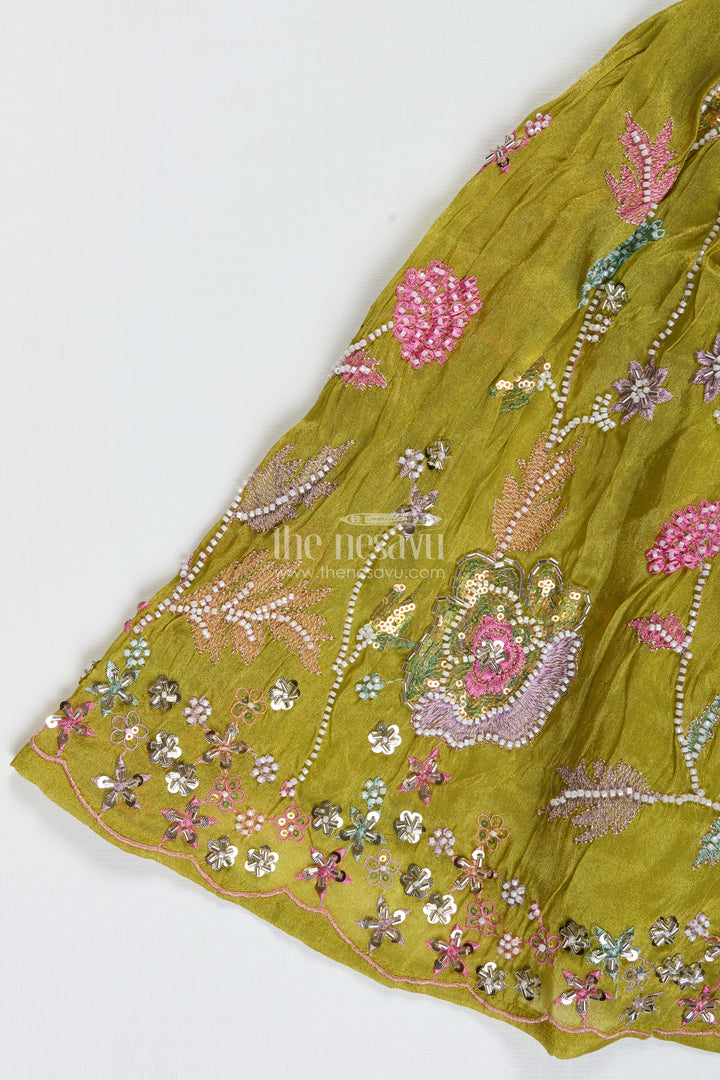 Girls Lehenga Choli For Wedding Wear Embroidered Georgette Festive Outfit For Kids
