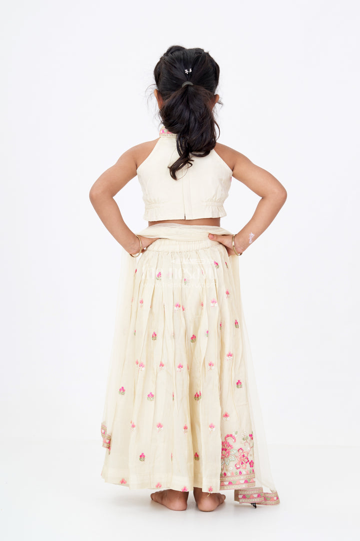 Designer Choli Lehenga Dress for Girls in Tissue Fabric with Elegant Embroidery
