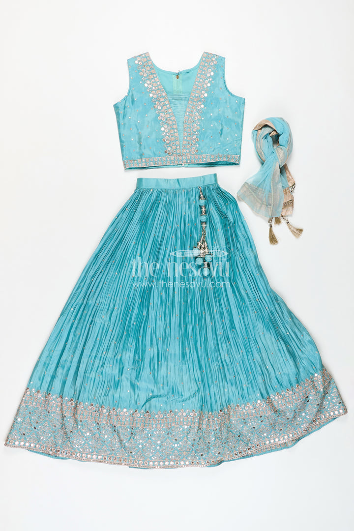 Graceful Ethnic Plus Lehenga for Girls with Shimmering Chinon Silk and Embellished Choli