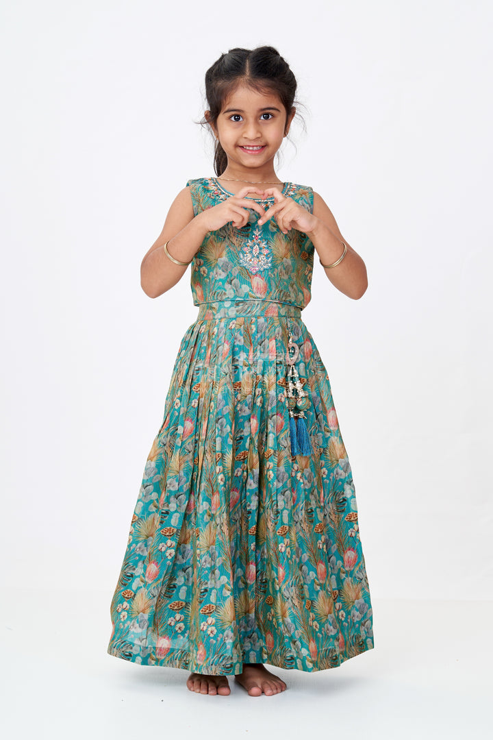 Elegant Digital Print Lehenga for Girls with Shimmering Fabric and Embellished Choli