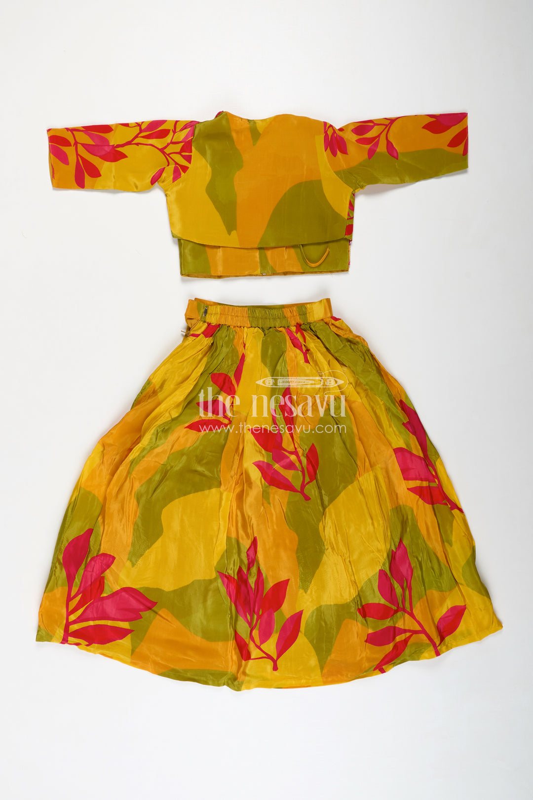 Girls Traditional Silk Lehenga Choli in Pure Muslin Silk with Beaded Blouse and Printed Skirt