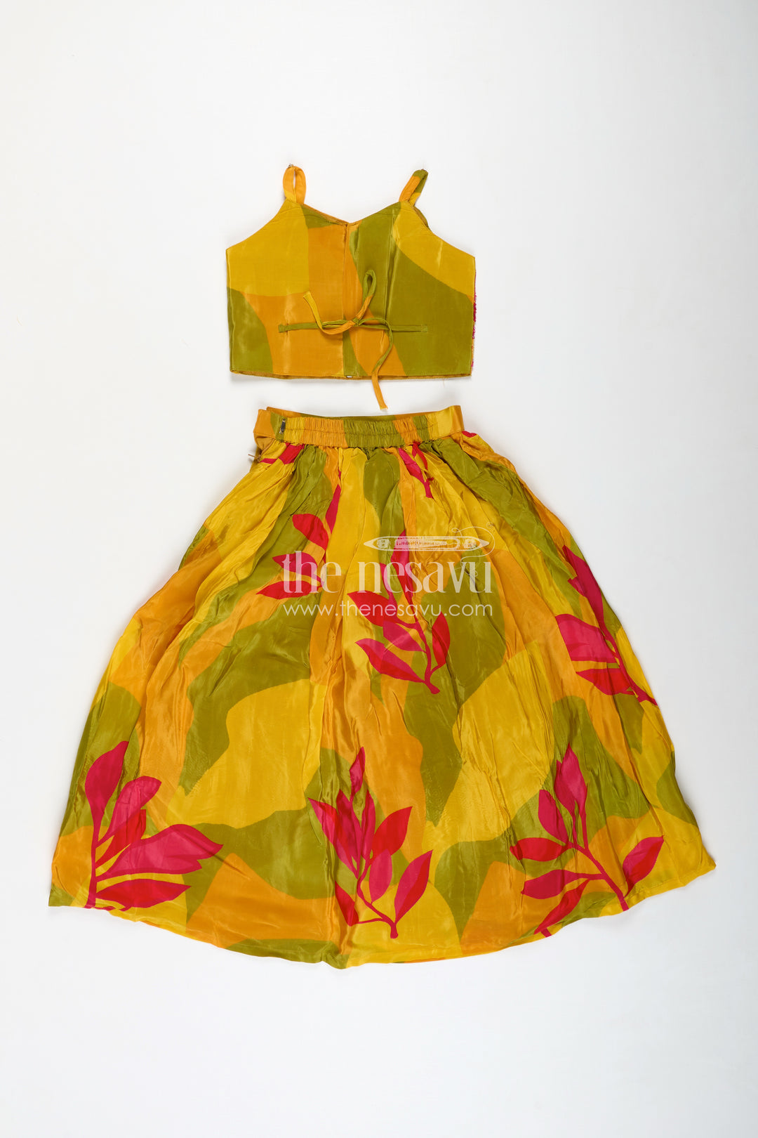 Girls Traditional Silk Lehenga Choli in Pure Muslin Silk with Beaded Blouse and Printed Skirt