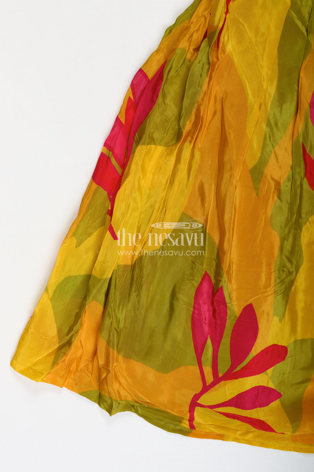 Girls Traditional Silk Lehenga Choli in Pure Muslin Silk with Beaded Blouse and Printed Skirt