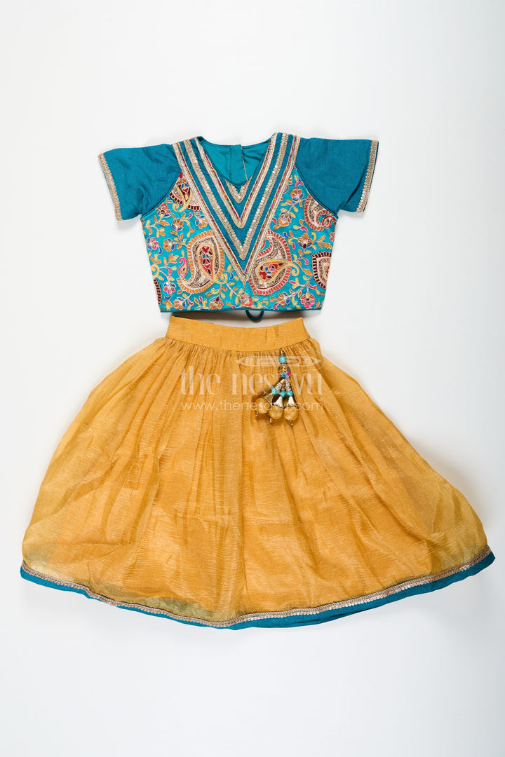 Girls Silk Blend Lehenga Dresses with Rich Designer Top and Traditional Tassel Accents