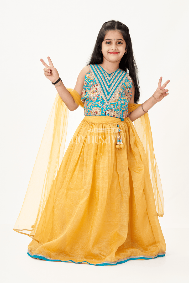 Girls Silk Blend Lehenga Dresses with Rich Designer Top and Traditional Tassel Accents