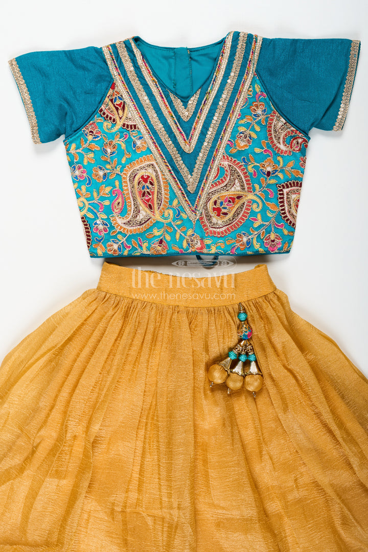 Girls Silk Blend Lehenga Dresses with Rich Designer Top and Traditional Tassel Accents