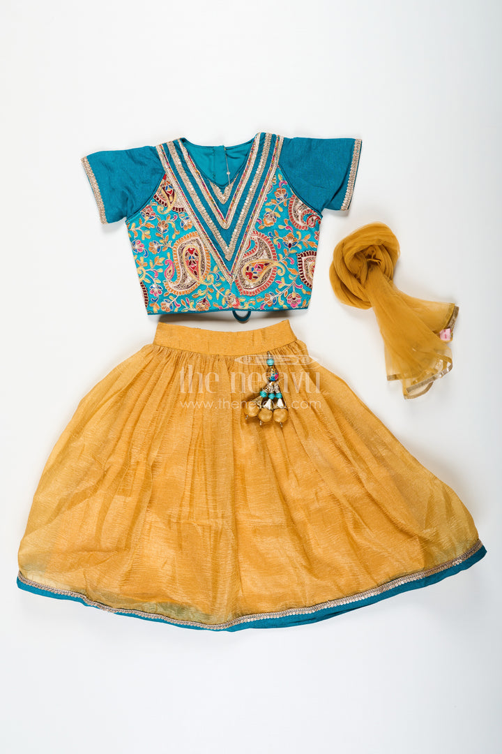 Girls Silk Blend Lehenga Dresses with Rich Designer Top and Traditional Tassel Accents