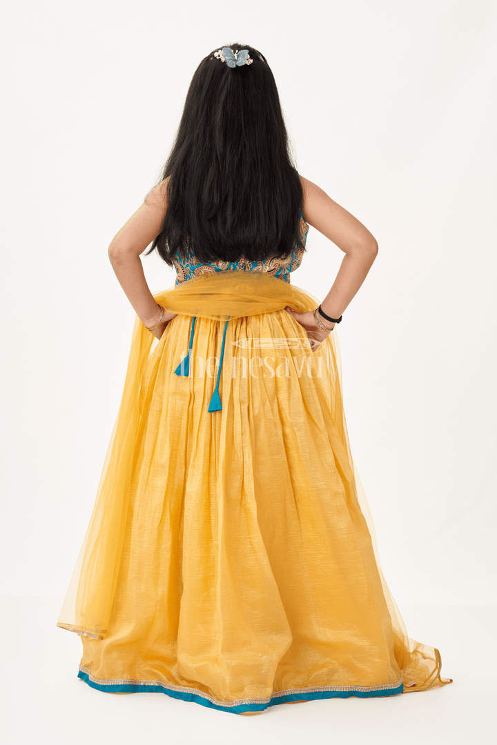 Girls Silk Blend Lehenga Dresses with Rich Designer Top and Traditional Tassel Accents